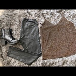 Faux leather leggings and cami